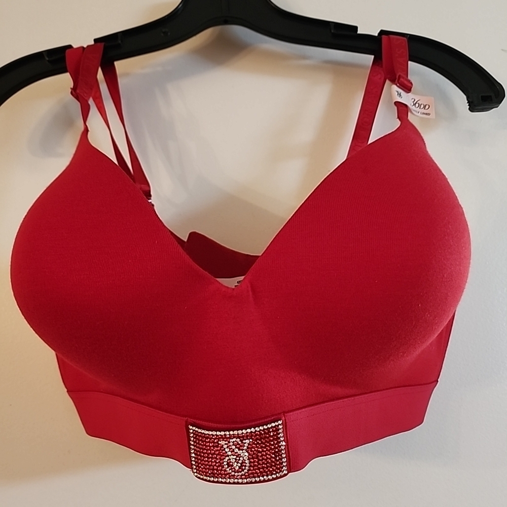 Victoria Secret Elegant Red Women's Bra with Rhinestone Detail